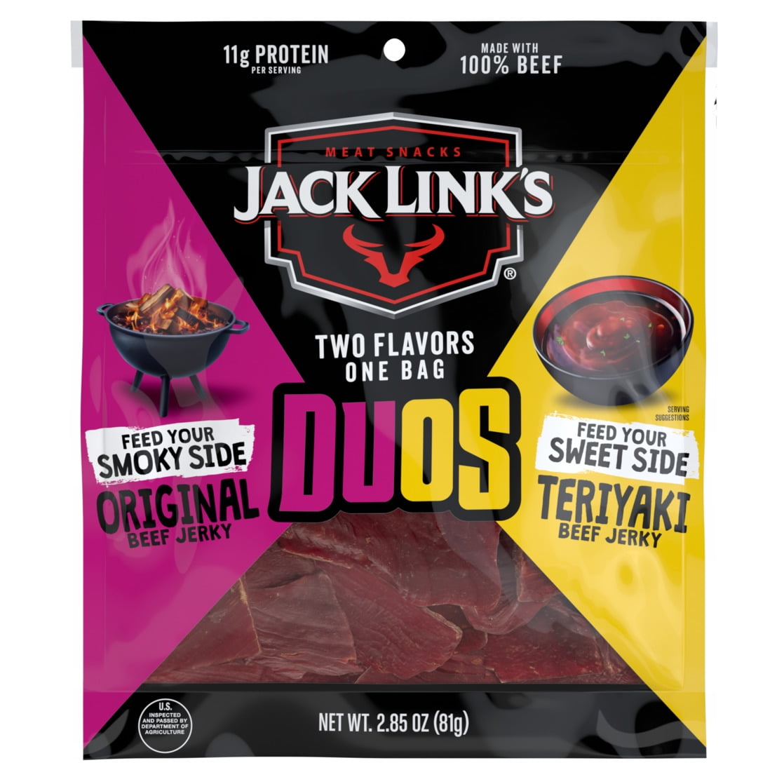 2.85 Oz Jack Link's Duos Cecina de Res Original y Teriyaki 