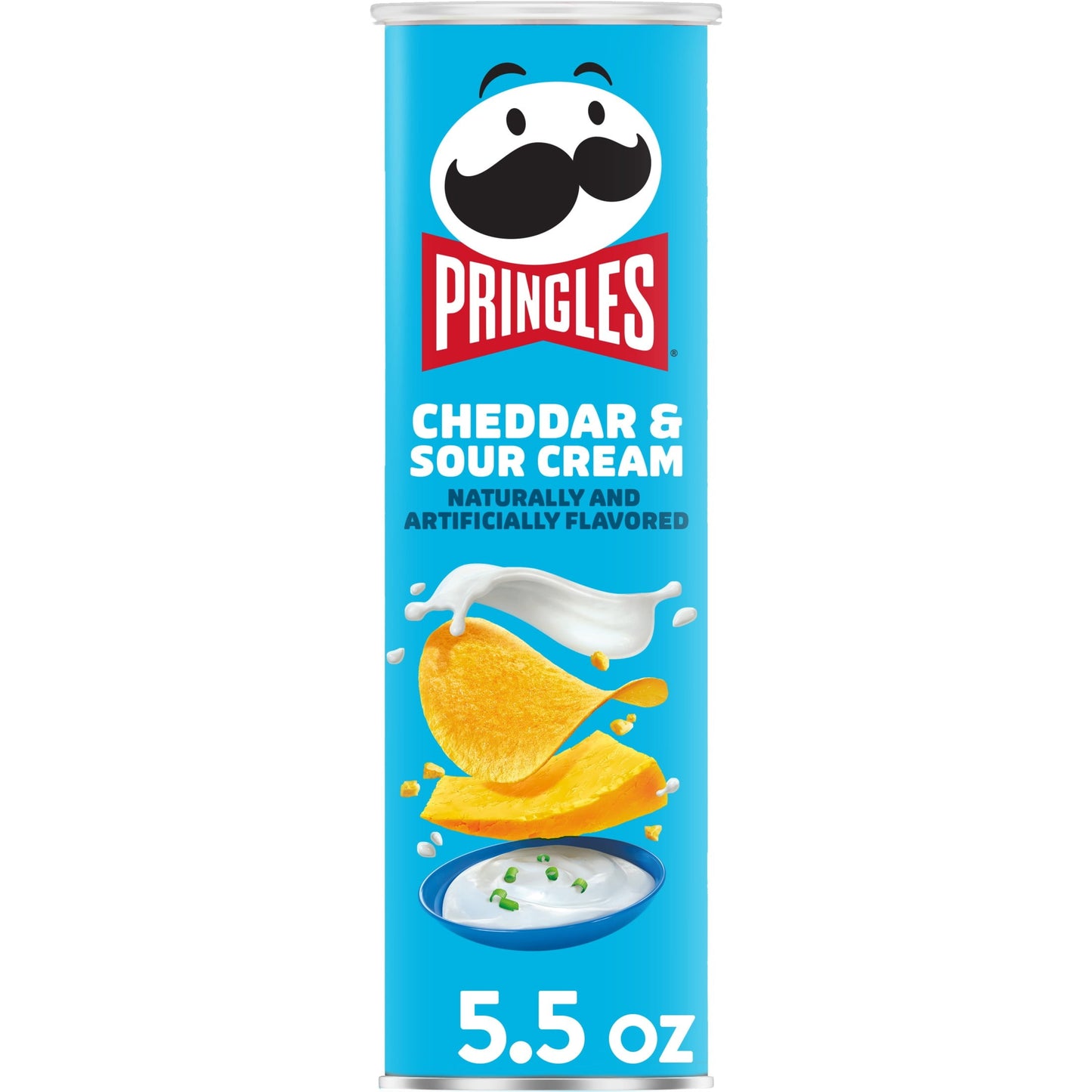 Pringles Papas Fritas Cheddar y Crema Agria, Snacks para el Almuerzo, 5.5 oz