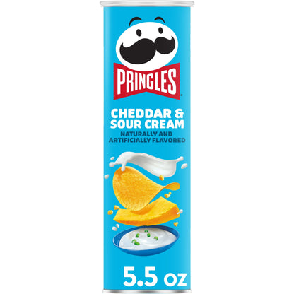Pringles Papas Fritas Cheddar y Crema Agria, Snacks para el Almuerzo, 5.5 oz