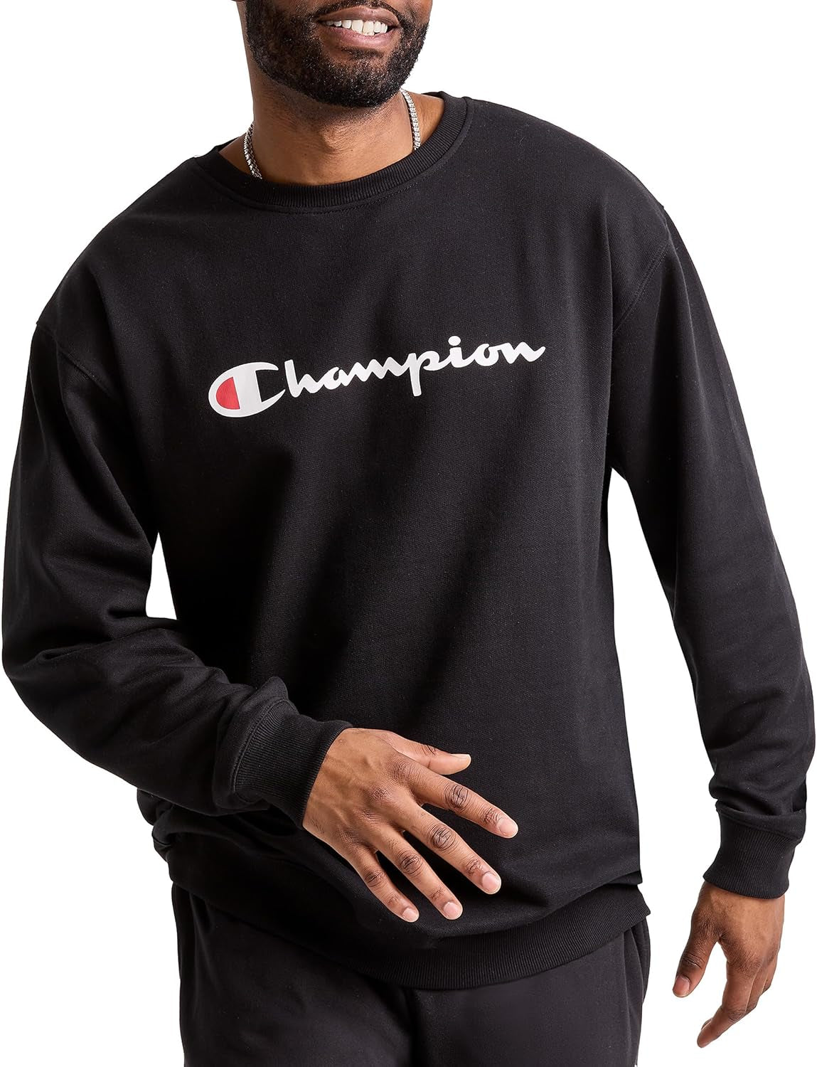 Champion - Sudadera de vellón Powerblend de peso medio con cuello redondo para hombre