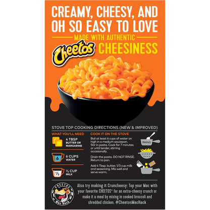Cheetos Mac N Cheese Pasta con Salsa Saborizada Sabor Atrevido y Cursi, Caja de 5.9 oz