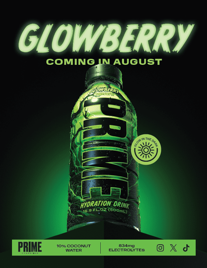 Prime Hydration Bebida Deportiva, Glowberry, 16,9 fl oz,  Botellas