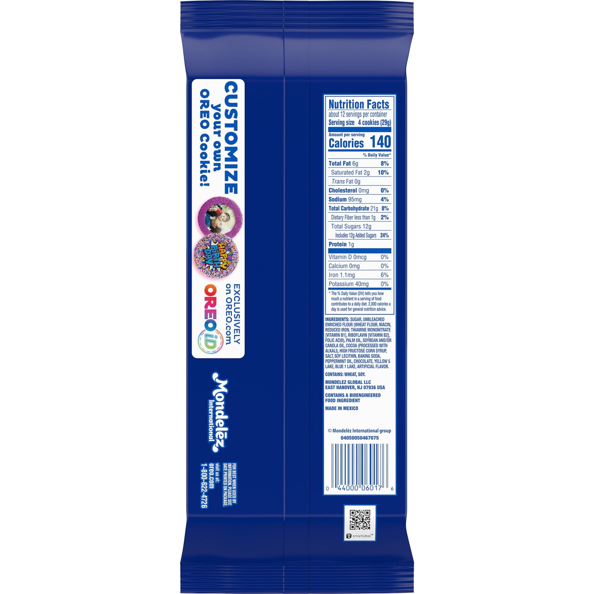 OREO Thins Galletas Sándwich de Chocolate con Crema de Menta, Tamaño Familiar