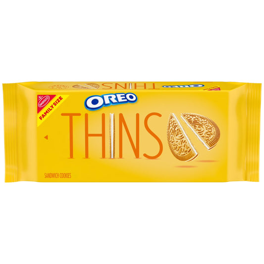 OREO Thins Galletas Tipo Sándwich Doradas Tamaño Familiar, 11.78 oz