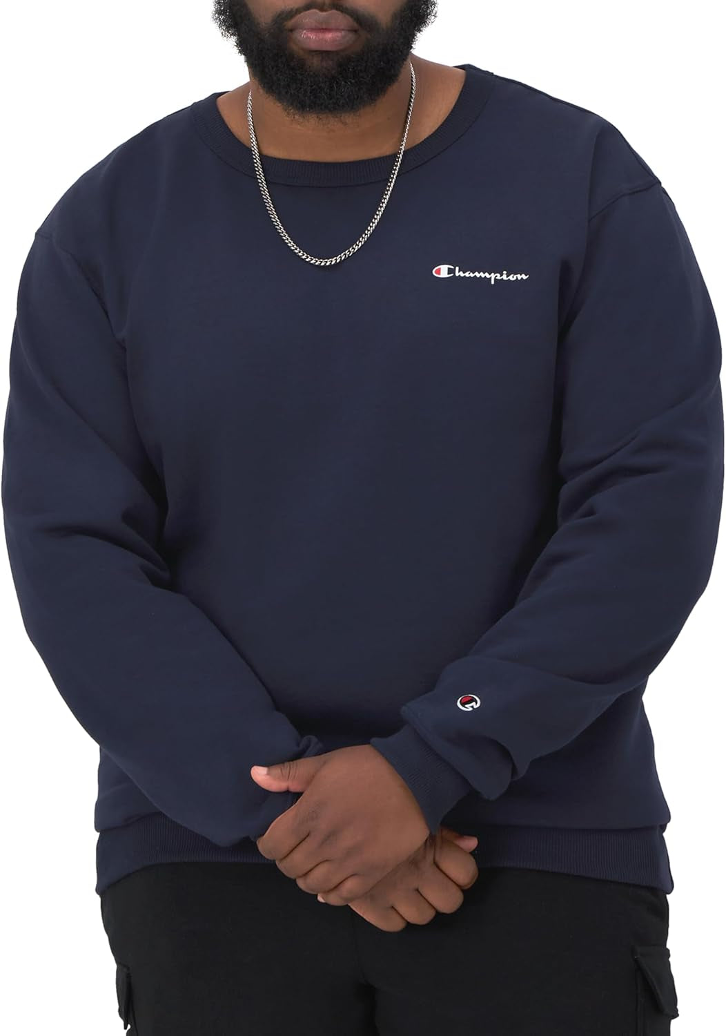 Champion - Sudadera de vellón Powerblend de peso medio con cuello redondo para hombre