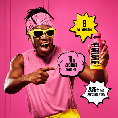 Prime Hydration Bebida Deportiva Fresa y Plátano, 16,9 fl oz, Botella