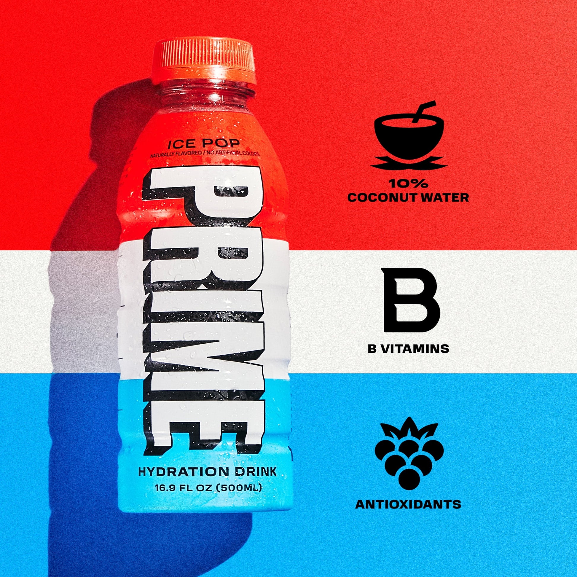 Prime Hydration Bebida Deportiva Ice Pop, 16,9 fl oz, Botella