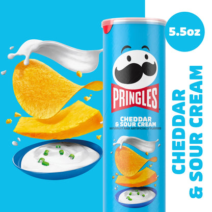 Pringles Papas Fritas Cheddar y Crema Agria, Snacks para el Almuerzo, 5.5 oz