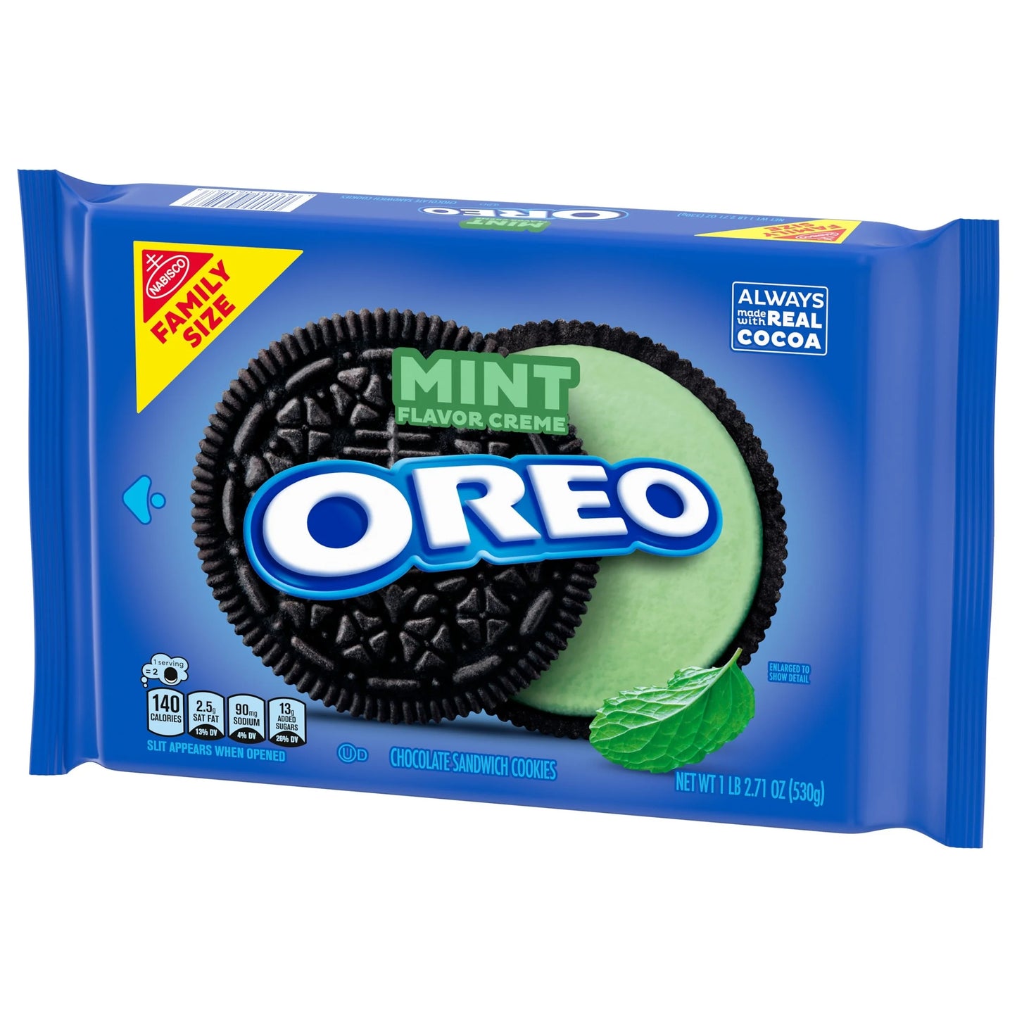 OREO Galletas Sándwich de Chocolate y Crema de Menta Tamaño Familiar, 18.71 oz