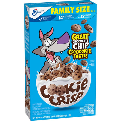 Cookie Crisp Cereal de Desayuno Sabor a Galleta con Chispas de Chocolate, Tamaño Familiar