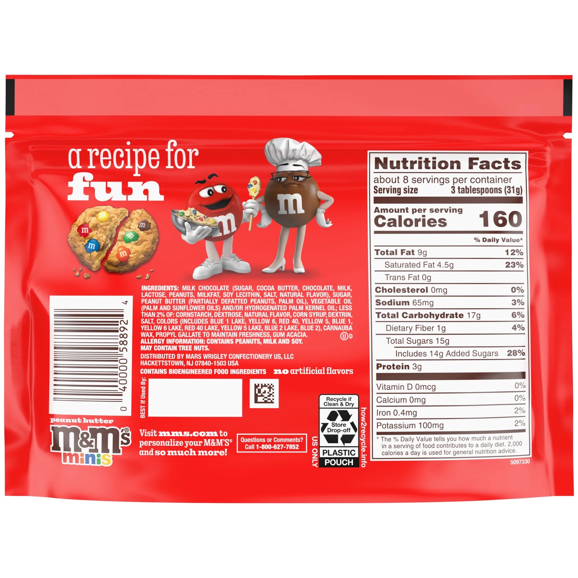 M&M's Caramelo de Chocolate con Leche y Mantequilla de Maní Minis Tamaño para Compartir: 8,6 oz. Bolsa