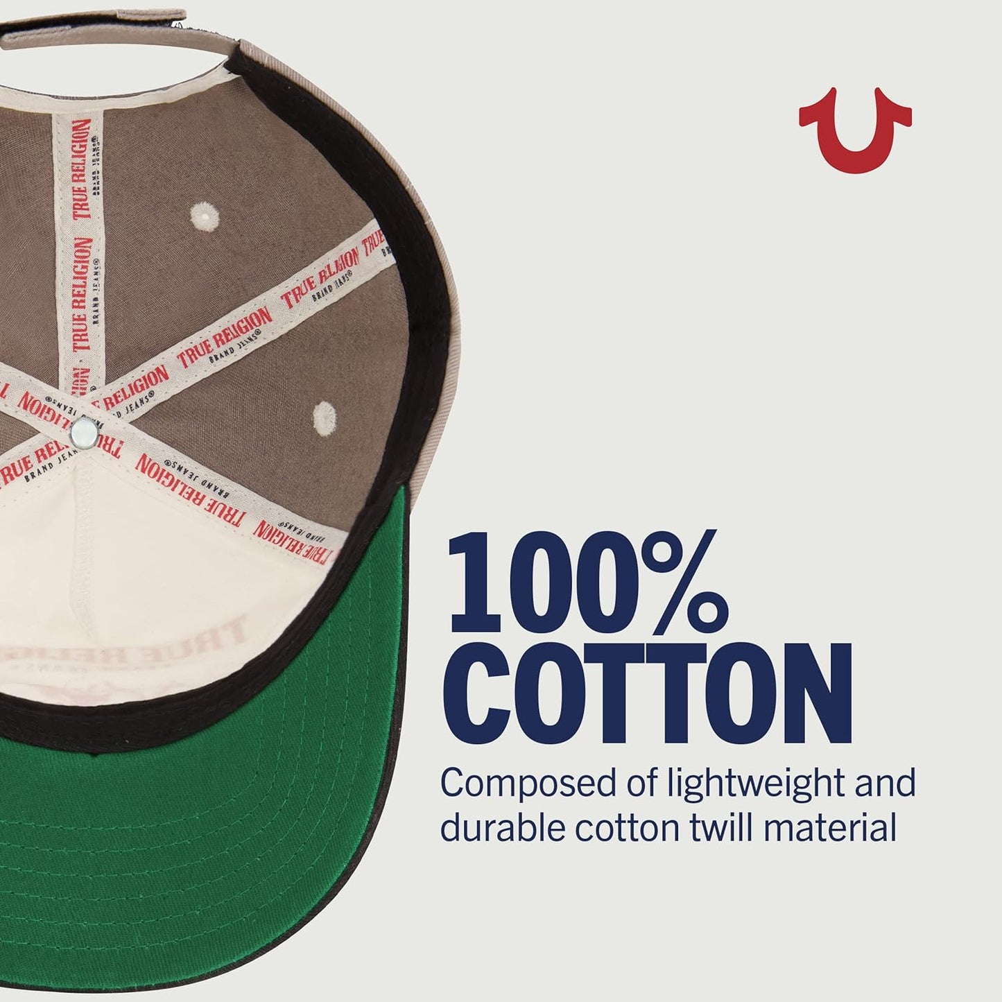 True Religion Gorra tipo béisbol ajustable unisex con logotipo de Buda, algodón de 5 paneles