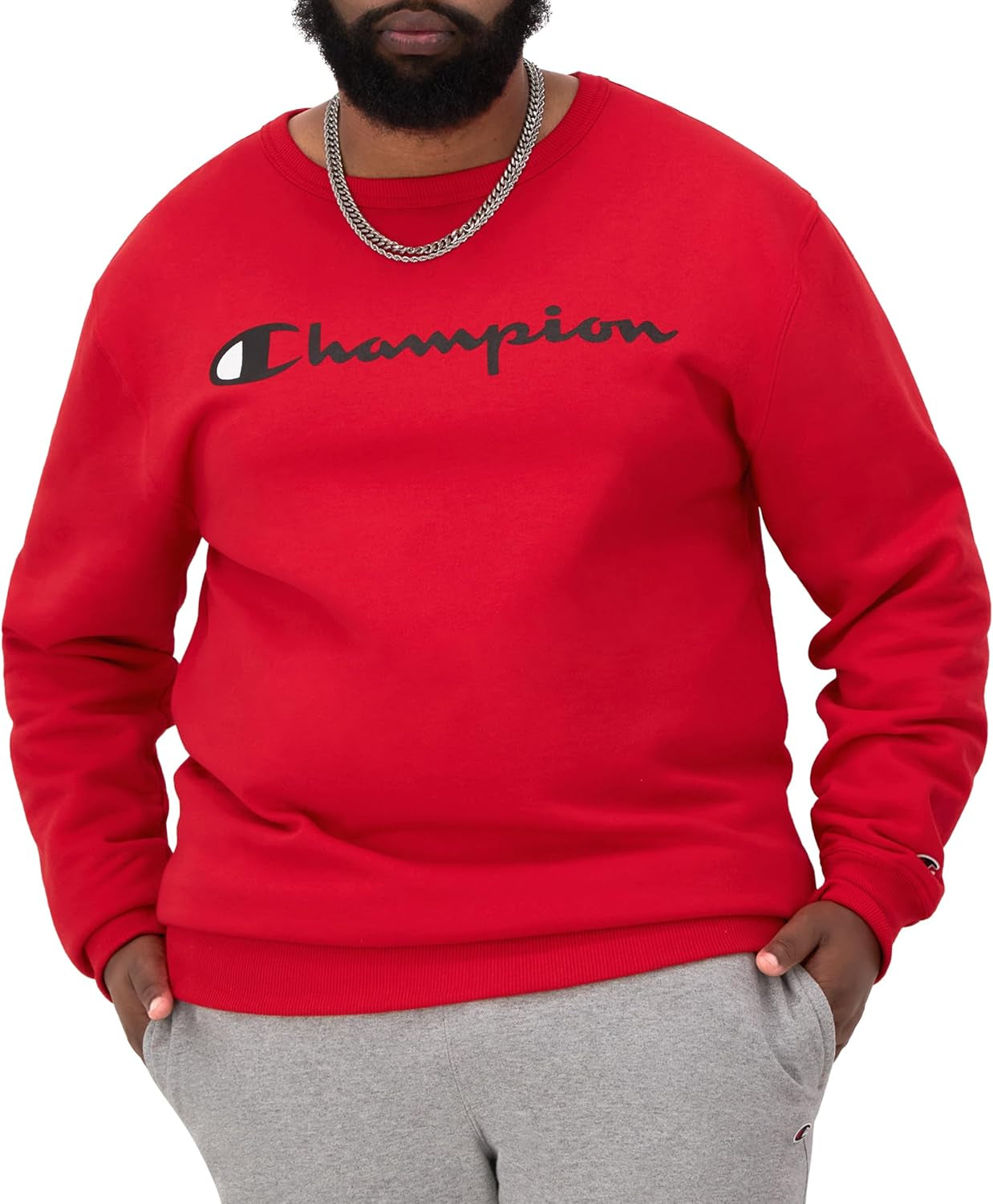 Champion - Sudadera de vellón Powerblend de peso medio con cuello redondo para hombre