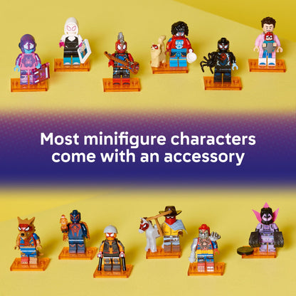 LEGO Minifigures Spider-Man: a Través Del Universo de las Arañas - Caja Misteriosa con 1 de 12 Juguetes para Niños para Juego de Simulación