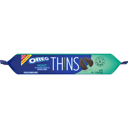 OREO Thins Galletas Sándwich de Chocolate con Crema de Menta, Tamaño Familiar