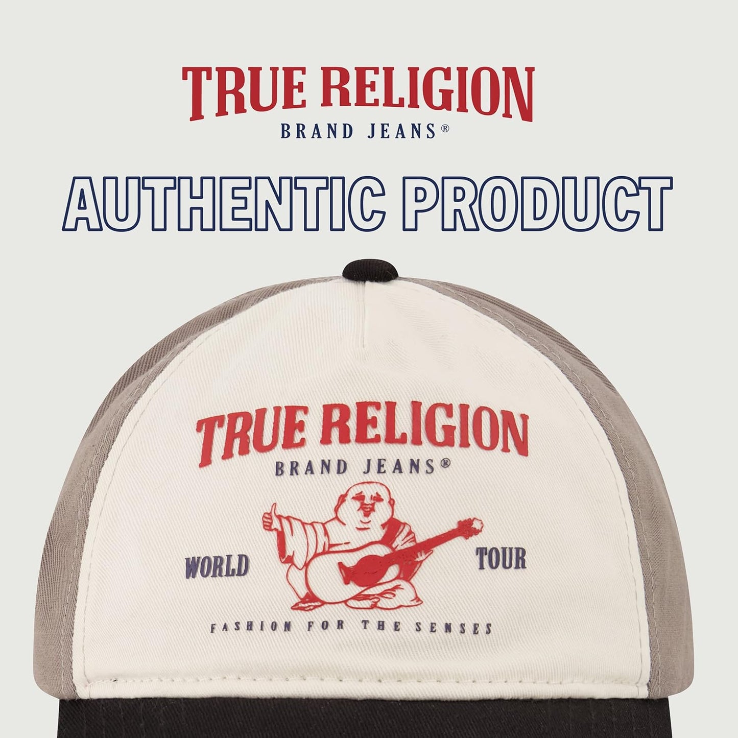True Religion Gorra tipo béisbol ajustable unisex con logotipo de Buda, algodón de 5 paneles