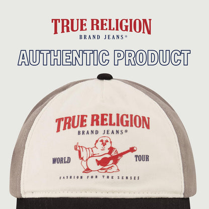 True Religion Gorra tipo béisbol ajustable unisex con logotipo de Buda, algodón de 5 paneles