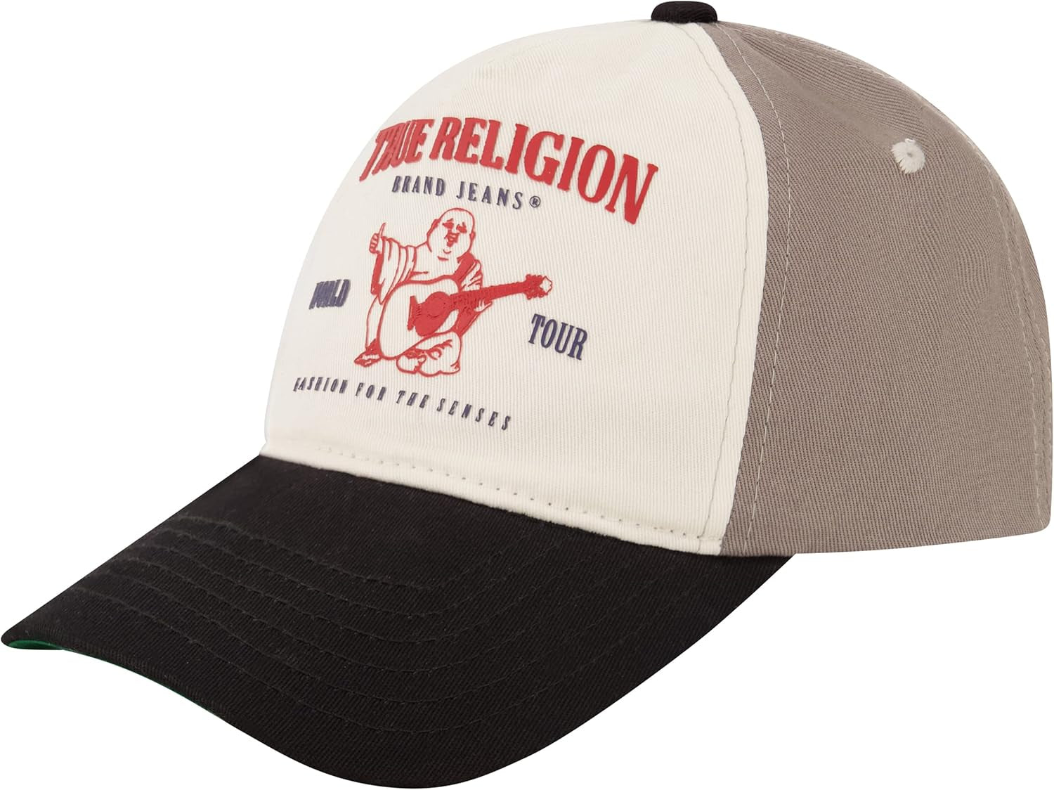 True Religion Gorra tipo béisbol ajustable unisex con logotipo de Buda, algodón de 5 paneles